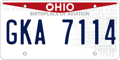 OH license plate GKA7114
