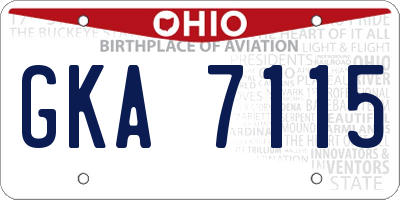 OH license plate GKA7115