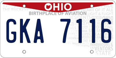 OH license plate GKA7116
