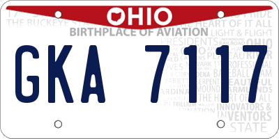 OH license plate GKA7117