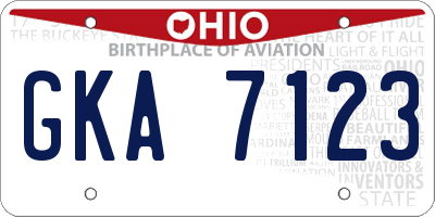 OH license plate GKA7123