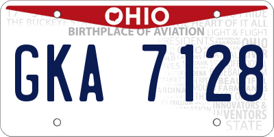 OH license plate GKA7128