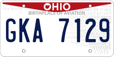 OH license plate GKA7129