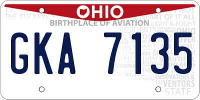 OH license plate GKA7135