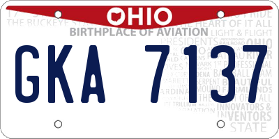 OH license plate GKA7137