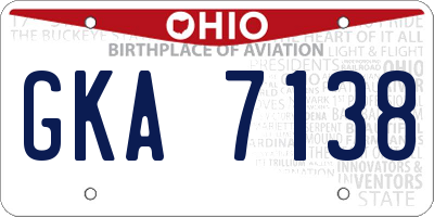 OH license plate GKA7138