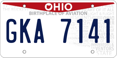 OH license plate GKA7141