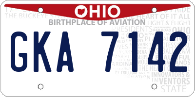 OH license plate GKA7142