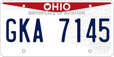 OH license plate GKA7145