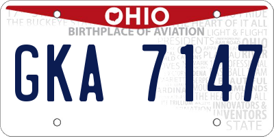 OH license plate GKA7147
