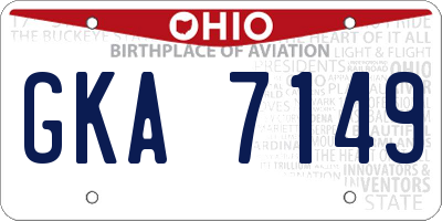 OH license plate GKA7149