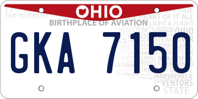 OH license plate GKA7150
