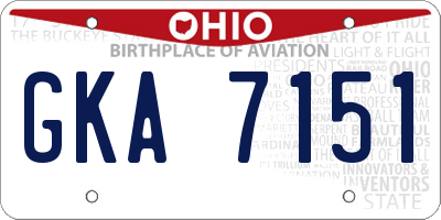 OH license plate GKA7151
