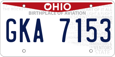 OH license plate GKA7153