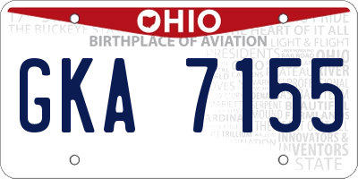 OH license plate GKA7155