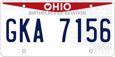 OH license plate GKA7156