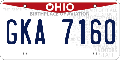 OH license plate GKA7160