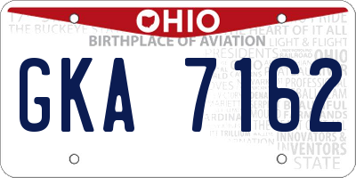 OH license plate GKA7162