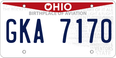 OH license plate GKA7170