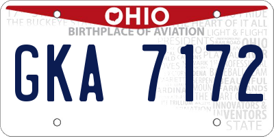OH license plate GKA7172