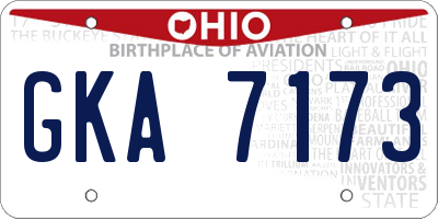 OH license plate GKA7173