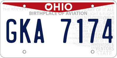 OH license plate GKA7174