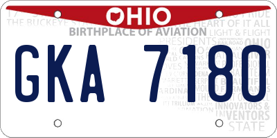 OH license plate GKA7180