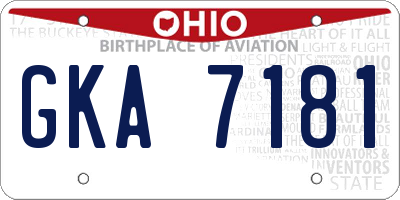 OH license plate GKA7181