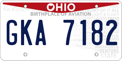 OH license plate GKA7182