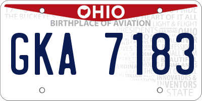 OH license plate GKA7183