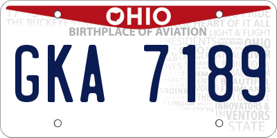 OH license plate GKA7189