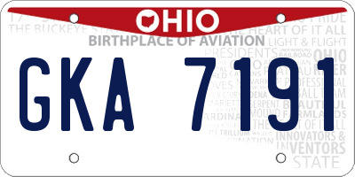 OH license plate GKA7191