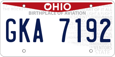 OH license plate GKA7192