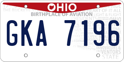OH license plate GKA7196