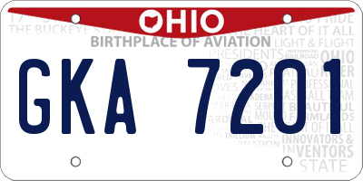 OH license plate GKA7201