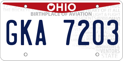 OH license plate GKA7203