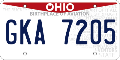 OH license plate GKA7205