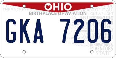 OH license plate GKA7206