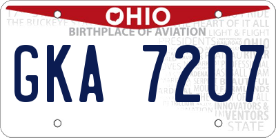 OH license plate GKA7207