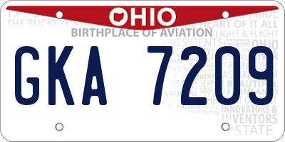 OH license plate GKA7209