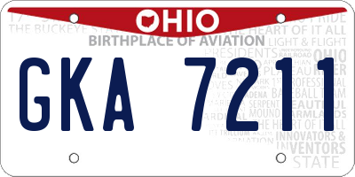 OH license plate GKA7211