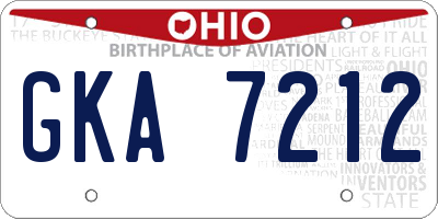 OH license plate GKA7212