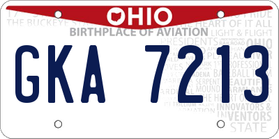 OH license plate GKA7213