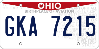OH license plate GKA7215
