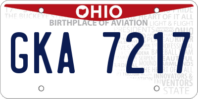 OH license plate GKA7217