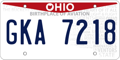 OH license plate GKA7218