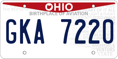 OH license plate GKA7220