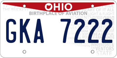 OH license plate GKA7222