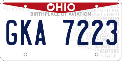 OH license plate GKA7223