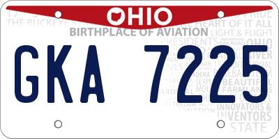 OH license plate GKA7225